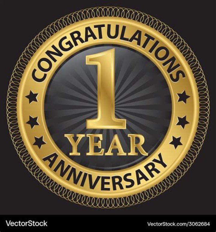 1 year anniversary congratulations gold label Vector Image
