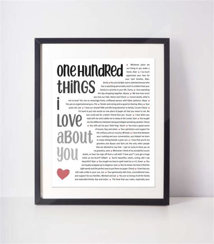 100 Things We {Love} About You Download Birthday Gift Idee, Idee