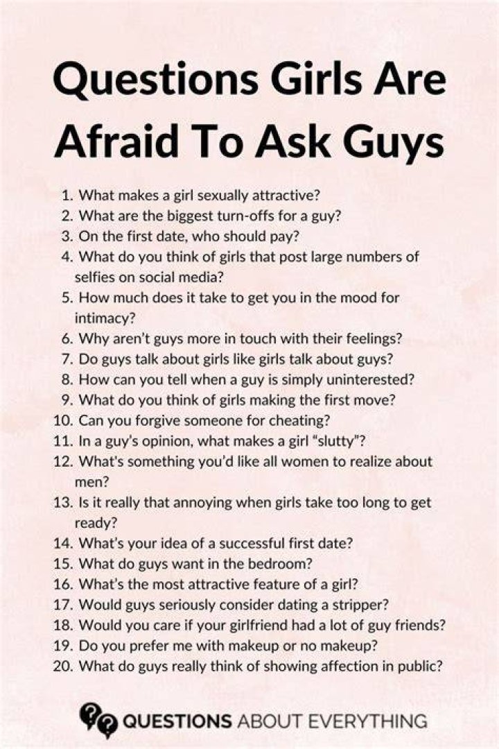24 Questions Girls Are Too Afraid To Ask Guys One Fun List To Know!
