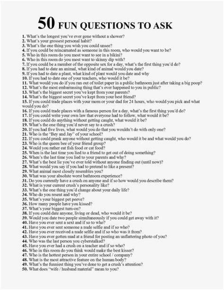 50 Questions to Ask a Guy or Girl Over Text Parade