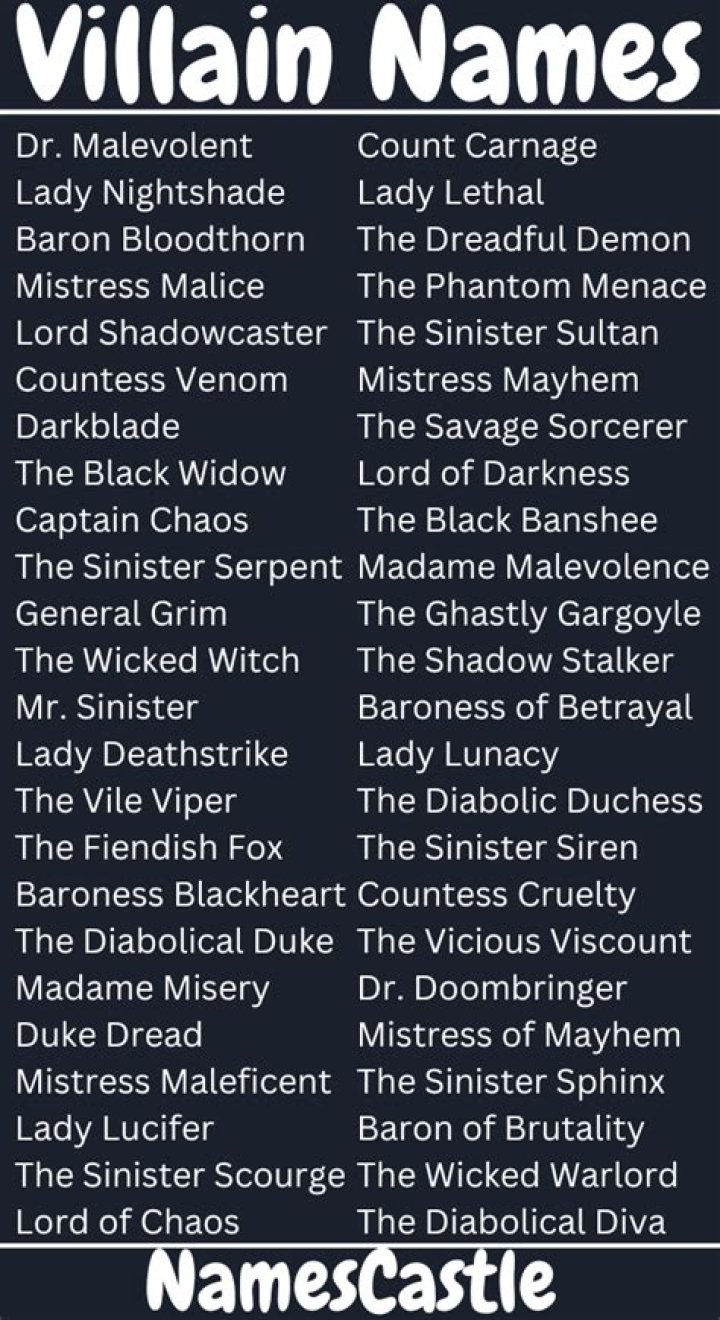 700 Evil Names for Villains and Antagonists in Your Story