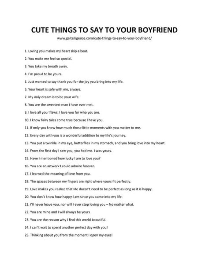77 Cute Things To Say To Your Boyfriend Make him feel great