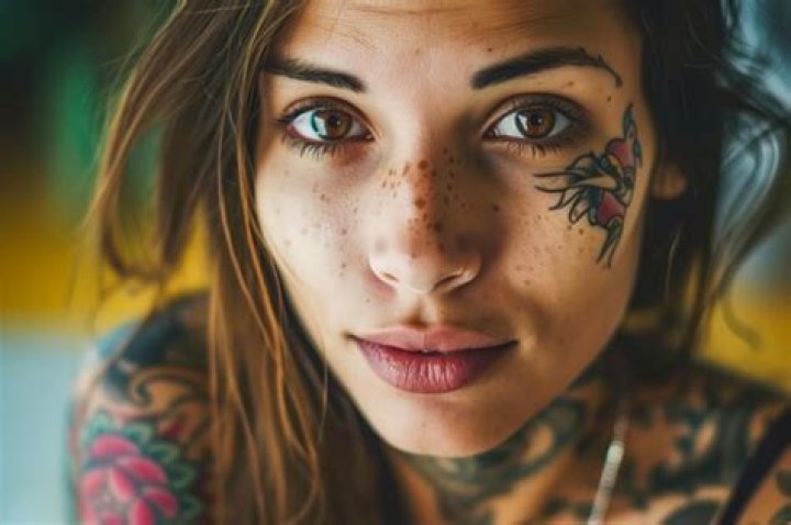 a woman with tattoos on her arm posing for the camera