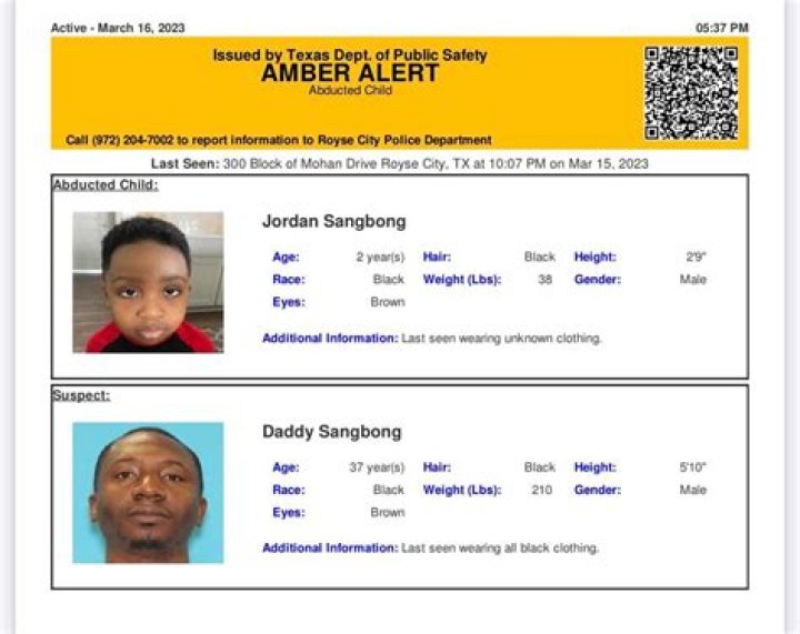 Amber Alert discontinued for Texas toddler abducted in Rockwall County