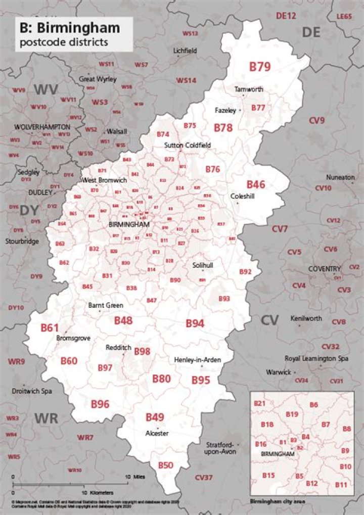 Birmingham postcode information list of postal codes PostcodeArea.co.uk