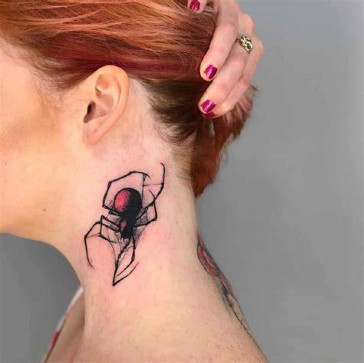 Black Widow Spider Neck Tattoo blackjulc