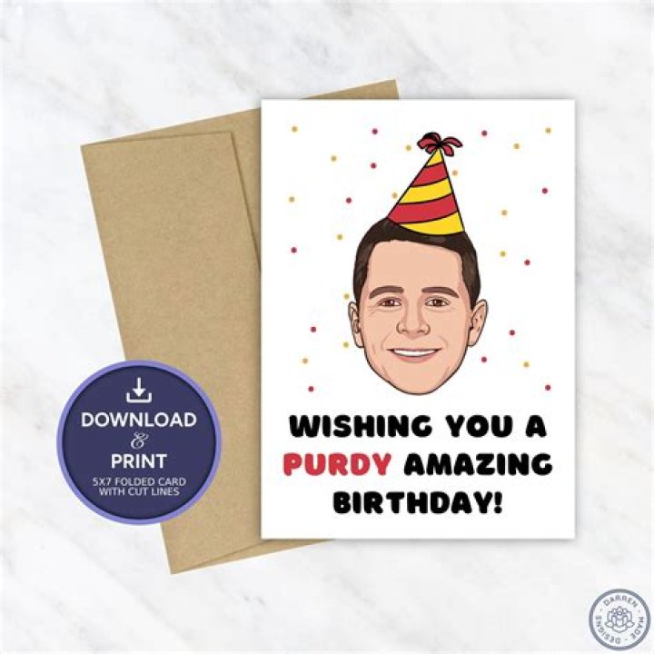 Brock Purdy Birthday Card Printable Birthday Card San Francisco 49ers