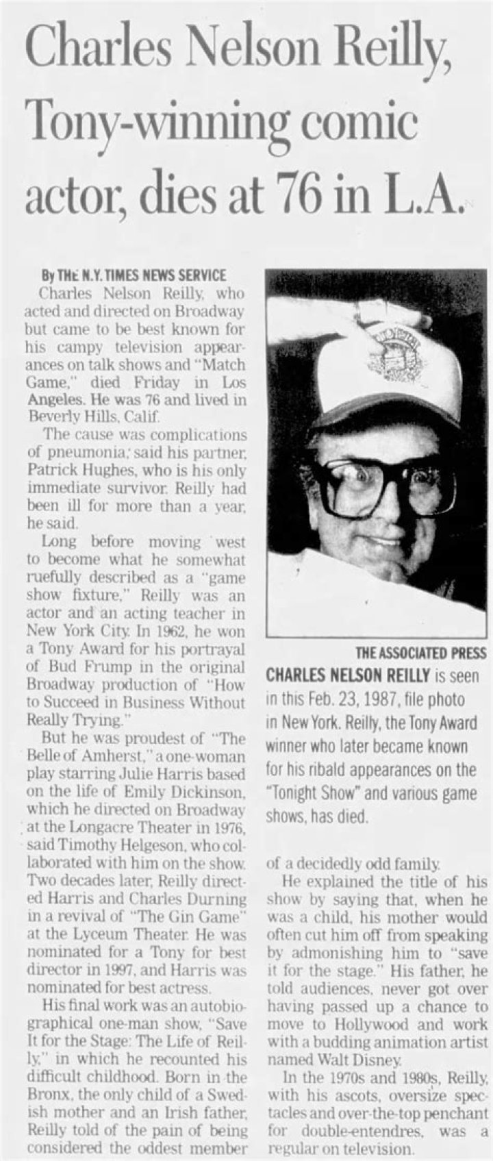 Charles Nelson Reilly Interview with Bruce Duffie