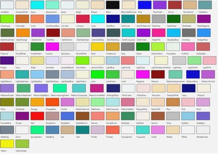 Colours Name Wpf Color Chart Beautiful Color Codes Colors With Names All Color Name List Crayola