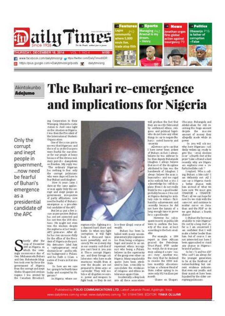 Daily Times of Nigeria eNewspaper Issue 10 by Daily Times of Nigeria Issuu