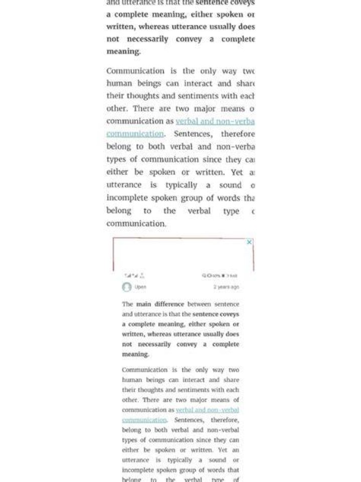 Difference Between Sentence and Utterance