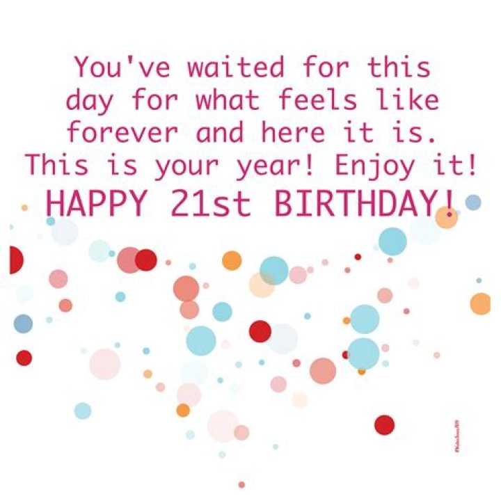 Digital 21st Birthday Wishes Greeting Card, Pantone Colors