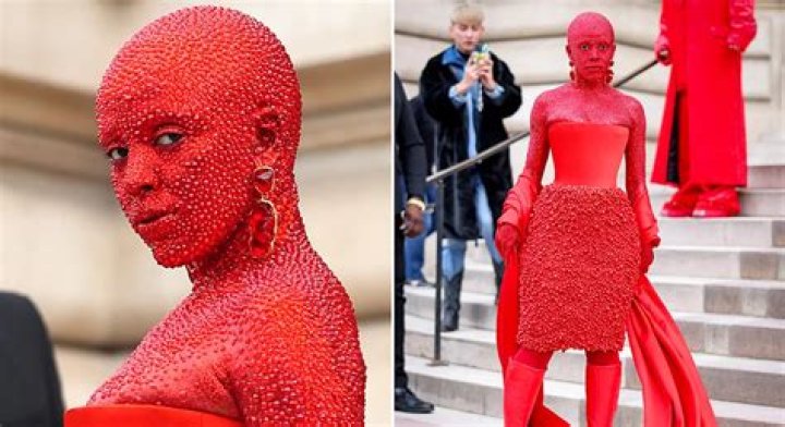 Doja Cat is unrecognisable covered with red paint and crystals