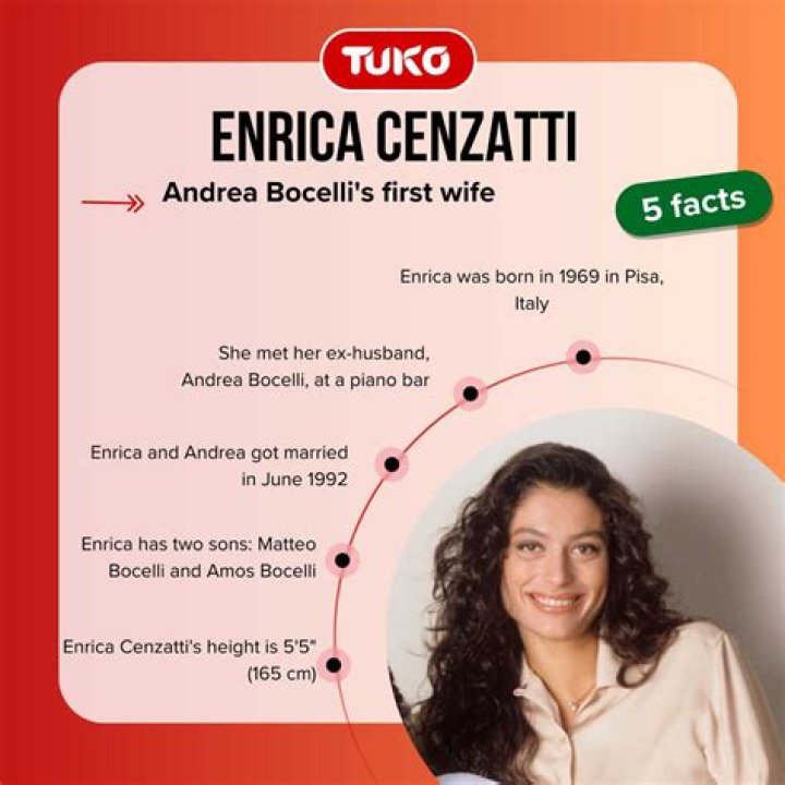 Enrica Cenzatti biography who is Andrea Bocelli&rsquo;s first wife? Legit.ng
