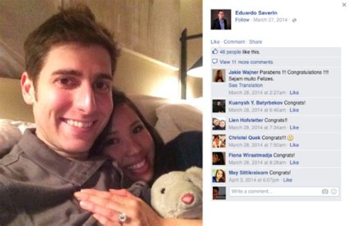 Facebook cofounder Eduardo Saverin to wed Singaporebased Elaine Andriejanssen in July The
