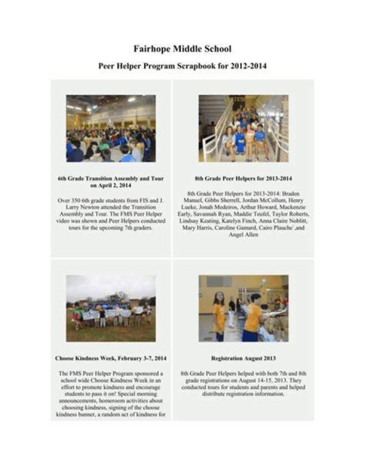 Fairhope Middle School Peer Helper Program Scrapbook for 2012