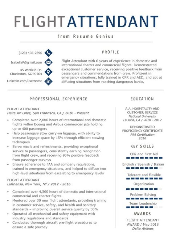 Flight Attendant Job Description Resume