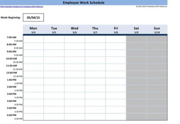Free Printable Work Schedule Template Employee Maker App Weekly Free