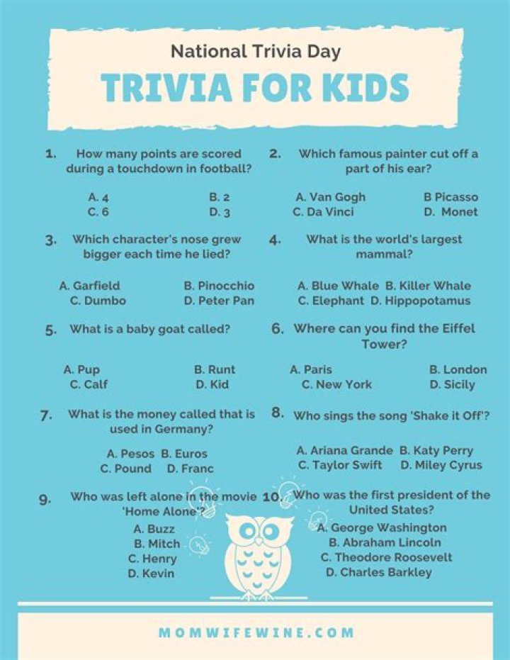 Fun Trivia for Kids and Adults Free Printables Mom Wife Wine
