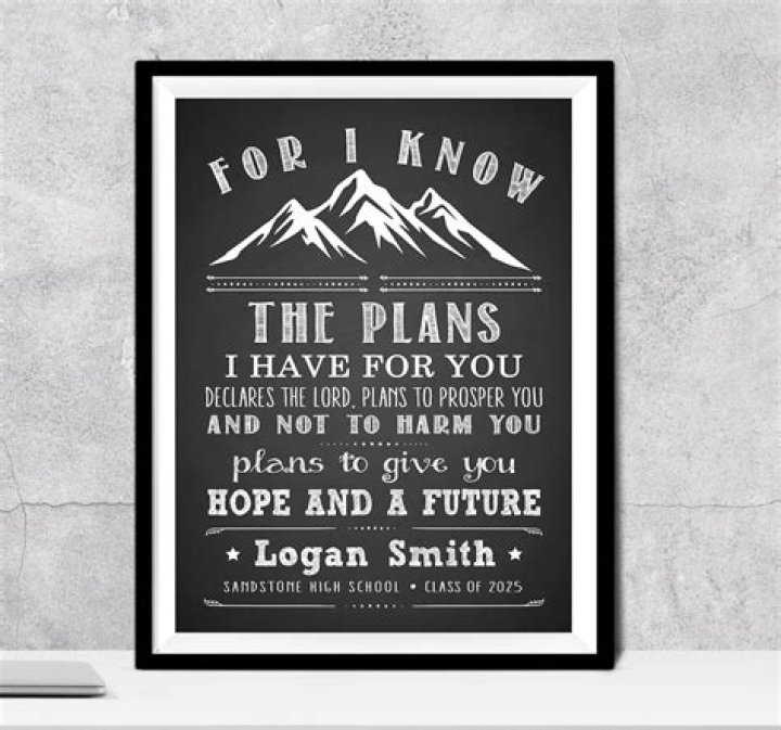 Graduation Print Bible Verse Chalkboard Art Print Jeremiah Etsy