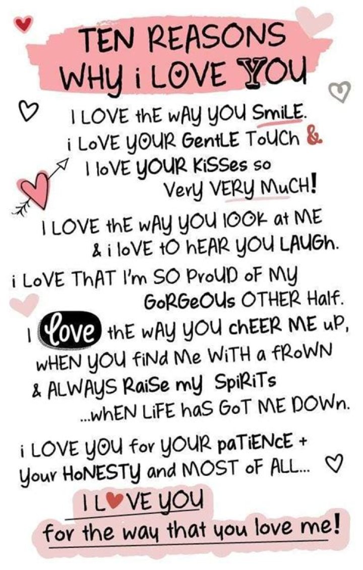 Inspired Words Keepsakes Ten Reasons Why I Love You Love notes to