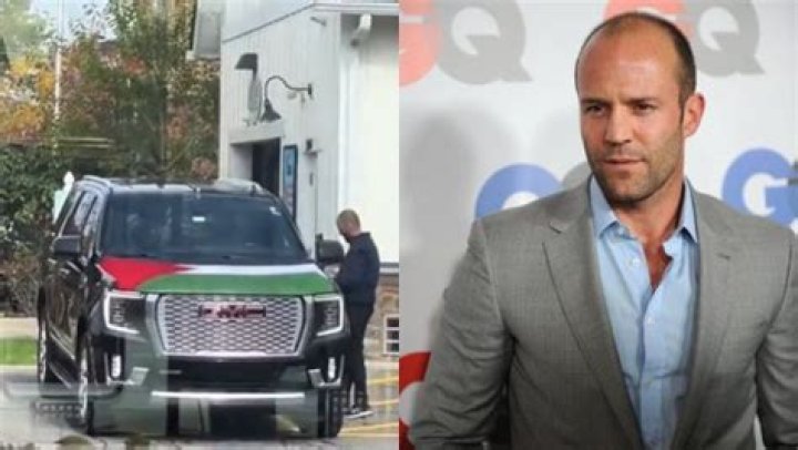 Is this Jason Statham driving his truck with Palestine flag? (video