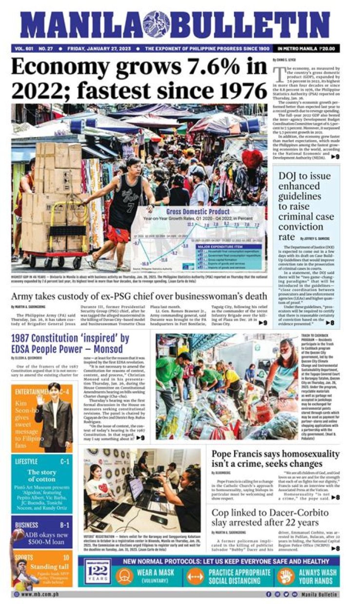 Manila BulletinJanuary 27, 2023 Newspaper Get your Digital Subscription