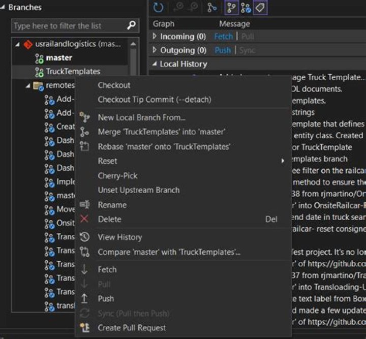Merging master into branch in Visual Studio Dev solutions