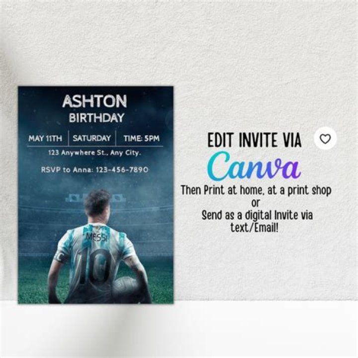 Messi Birthday Invitation Messi Invite Argentina Soccer Etsy