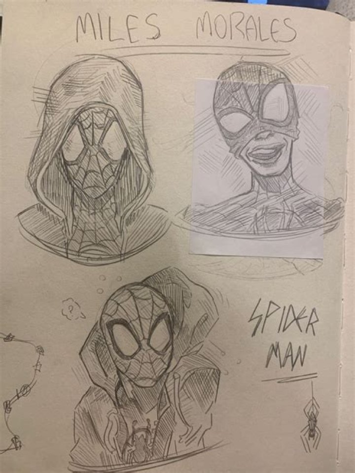 Miles Morales Mexican Spiderman sketches, Deadpool and spiderman