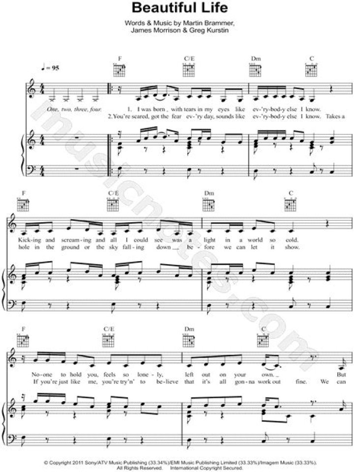 Morrison Beautiful Life sheet music for voice, piano or guitar