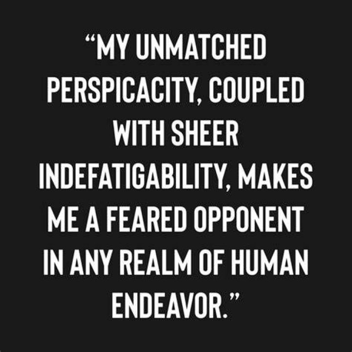 My Unmatched Perspicacity Coupled With My Sheer Indefatigability Makes Me a Feared Opponent in