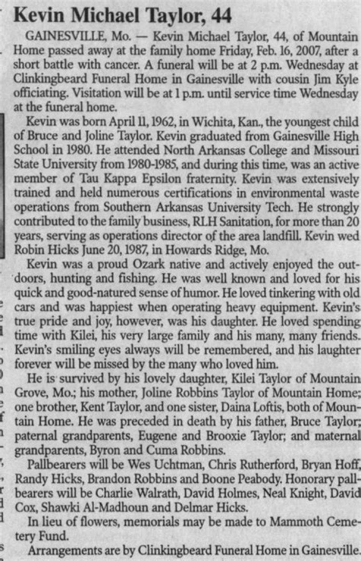 Obituary for Kevin Michael Kiefer Pippin Funeral Home, Inc.