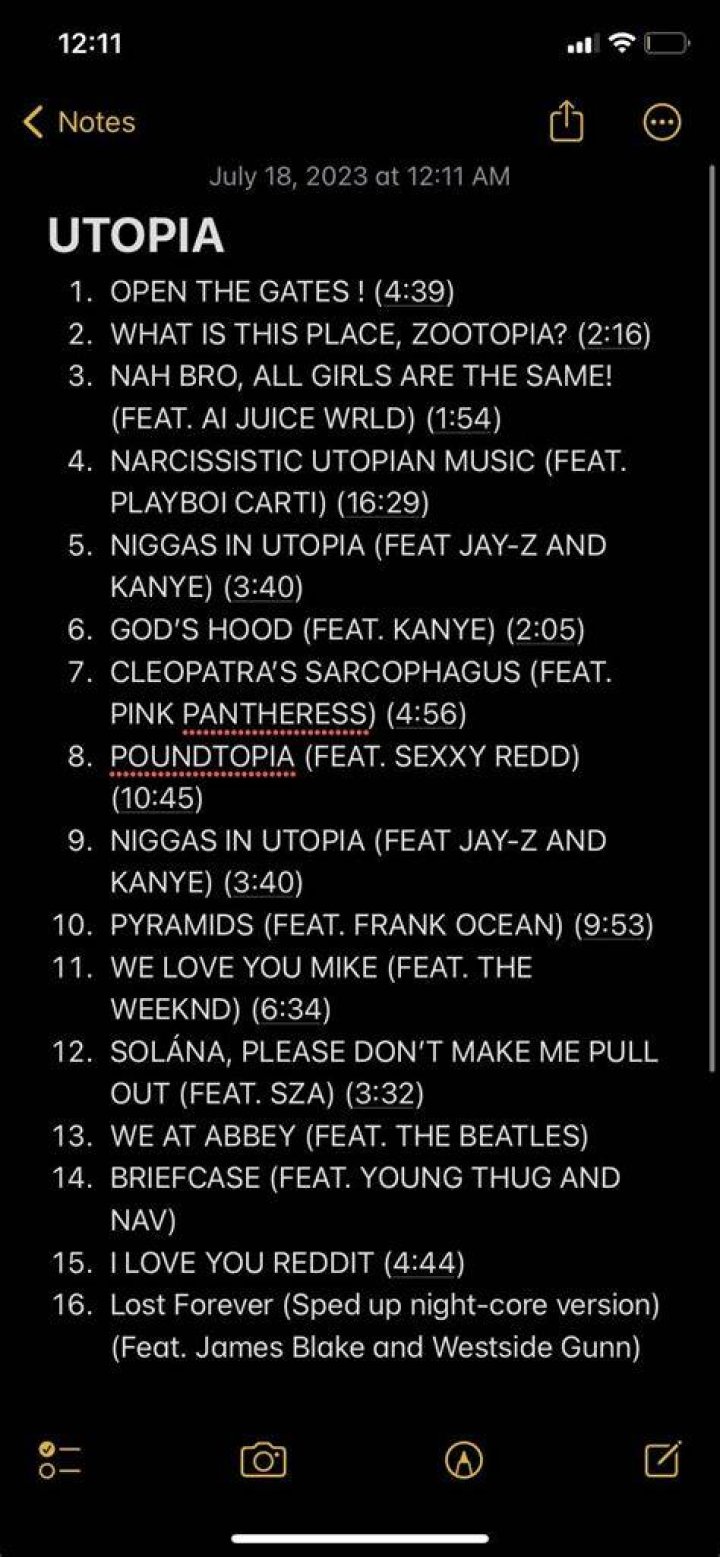 OFFICIAL UTOPIA TRACKLIST utopia YouTube
