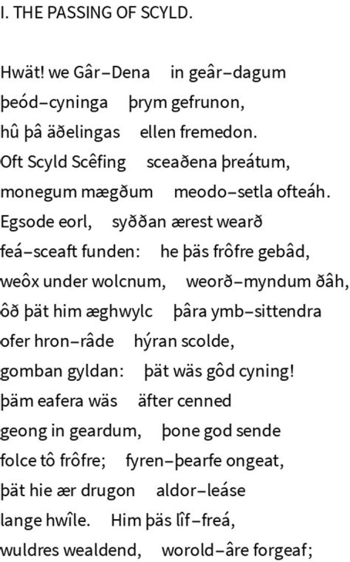 Old English version of Beowulf to read and listen. Really fascinating