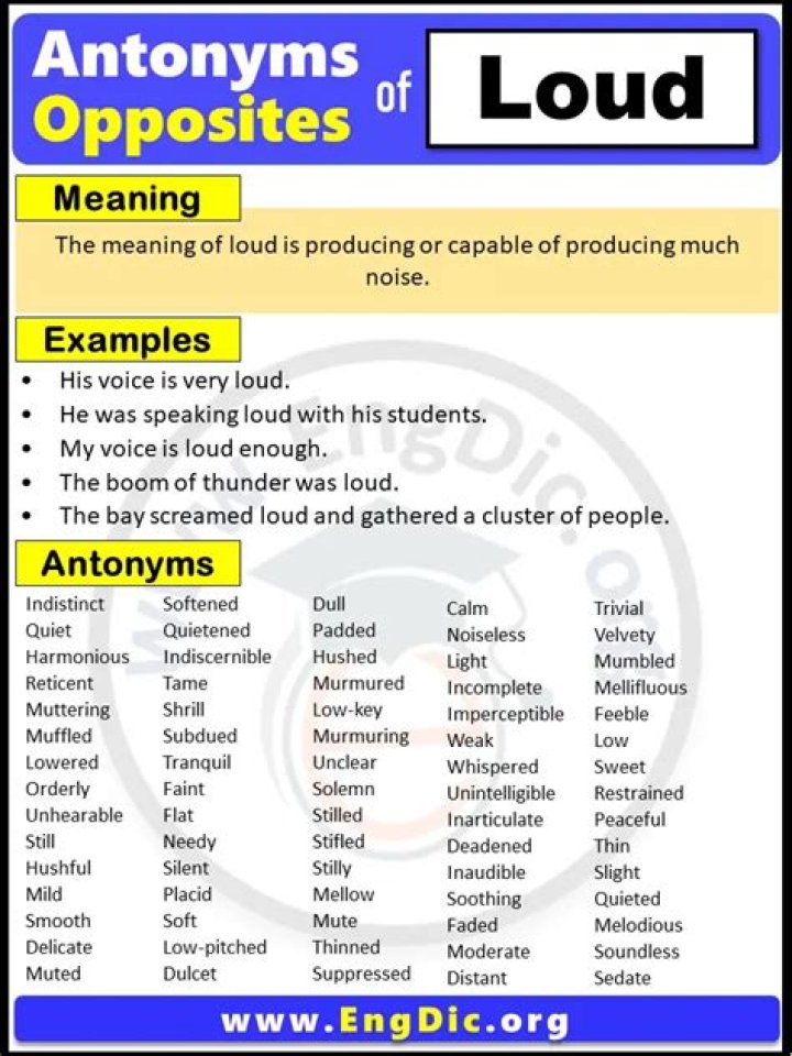 Opposite Of Loud, Antonyms of Loud, Meaning and Example Sentences Antonym opposite words contrad