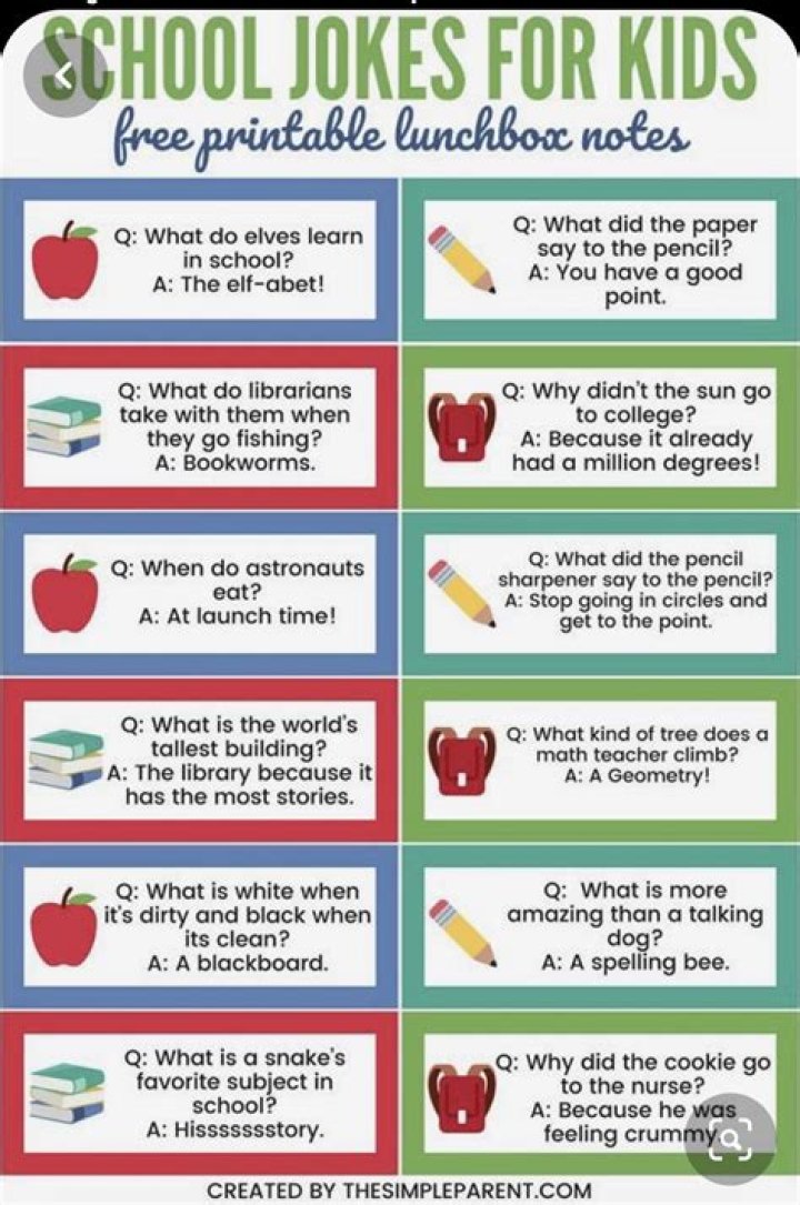 Printable Back to School Jokes for Kids, bookmark format