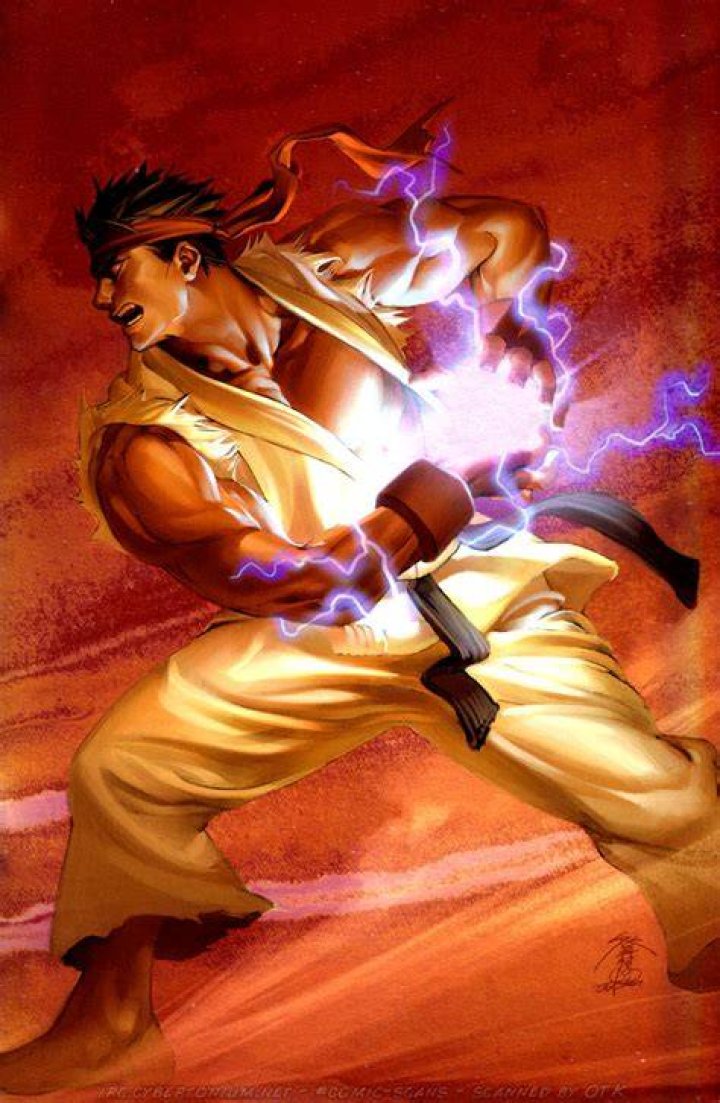 Ryu's Street Fighter 2 stage, Alex, Ibuki, Juri classic costumes for
