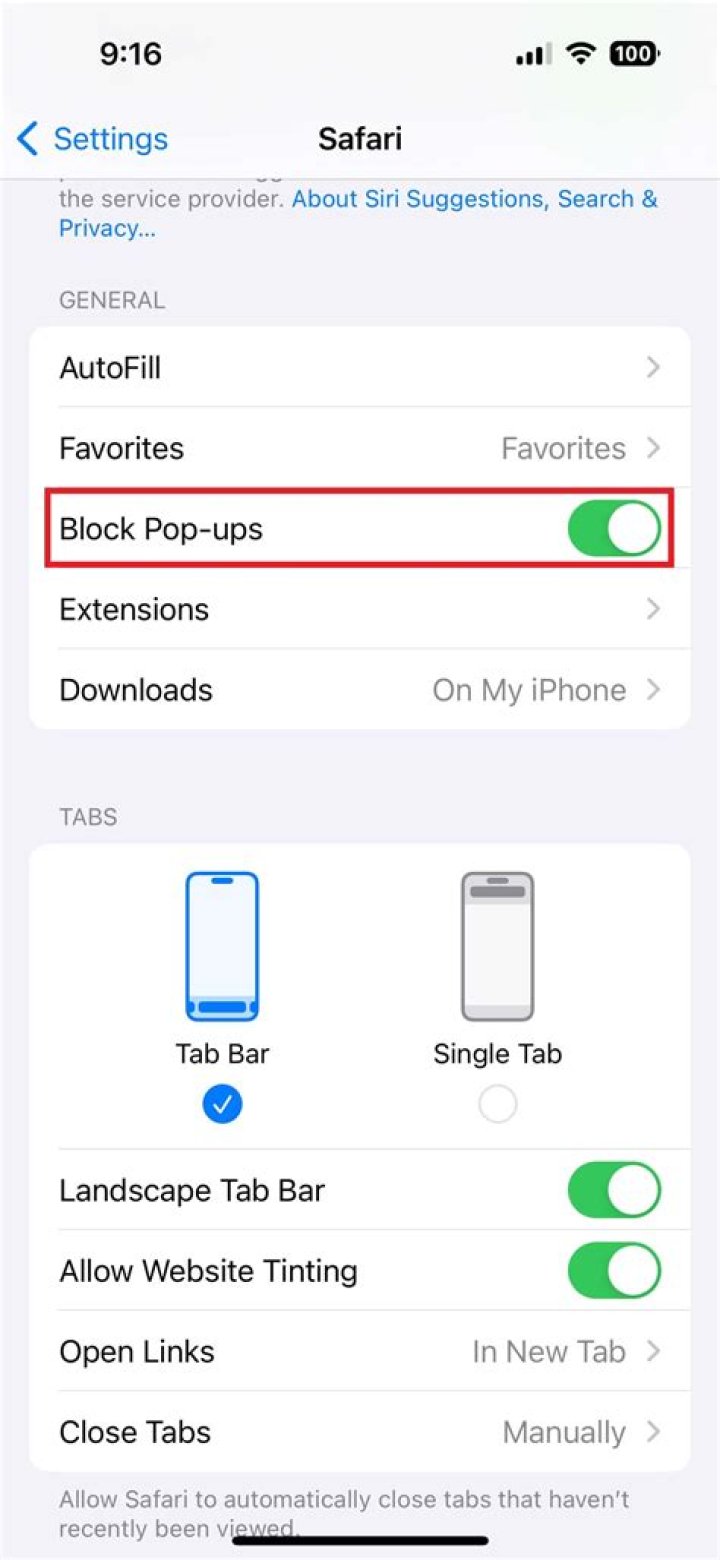 Safari Enable/Disable Popup Blocker