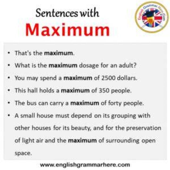 Sentences with Maximum, Maximum in a Sentence in English, Sentences For
