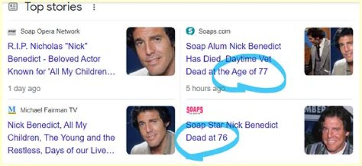 Soap Star Nick Benedict Dead at 76 Soaps In Depth