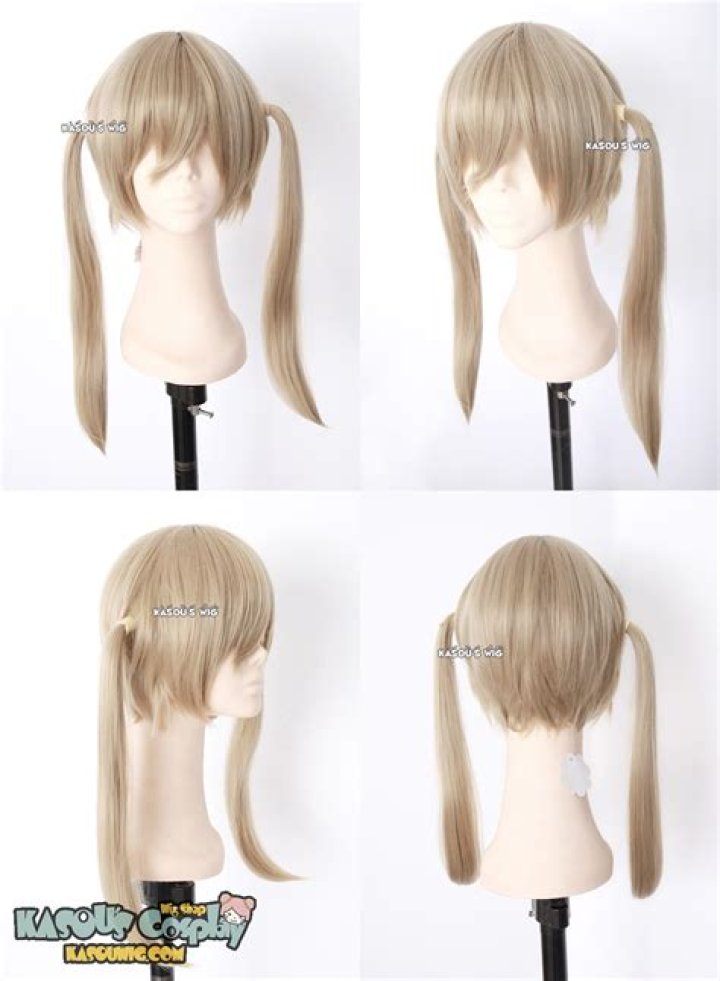 Soul Eater Maka Albarn 50cm long straight sand blonde twin tails cosplay wig Blonde twins