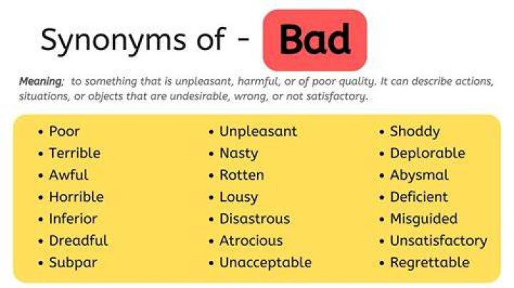 Synonym Words for BAD ️ ️ ️ ITTT
