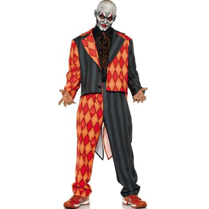 Thriller Mens Scary Orange Black Clown Suit Halloween Costume