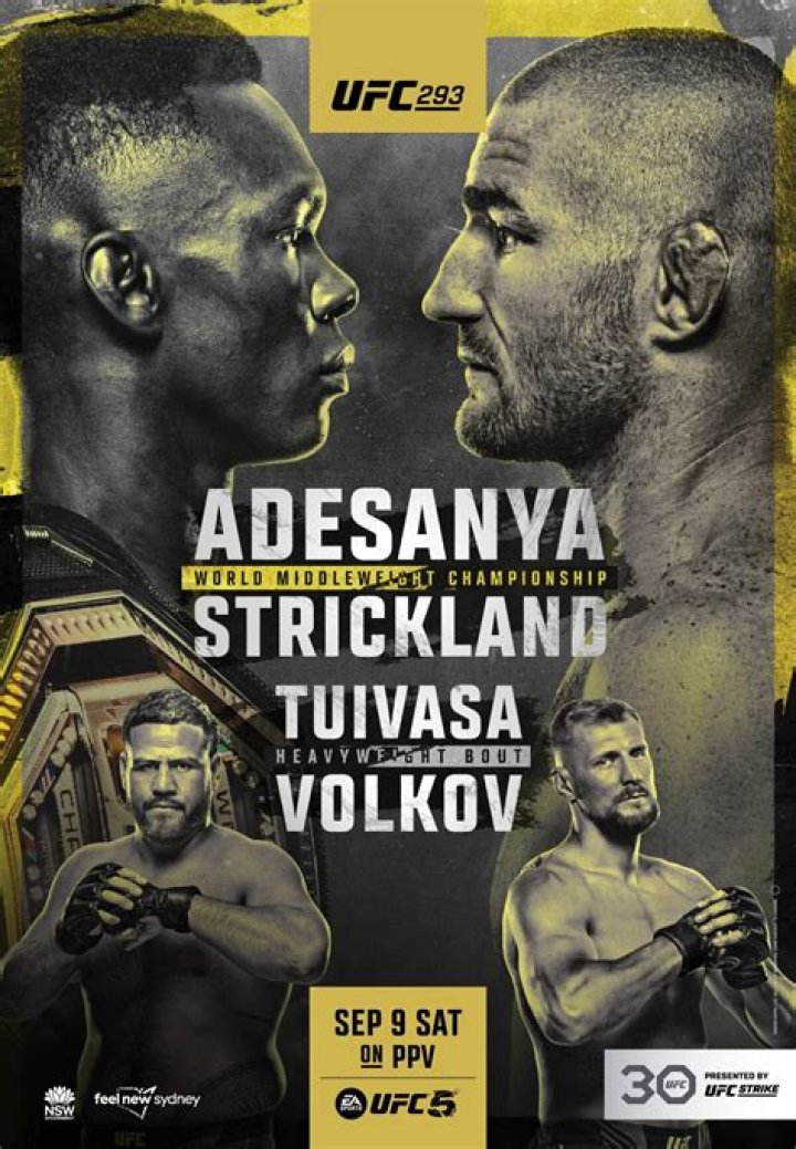 UFC 293 Israel Adesanya vs. Sean Strickland 2023 Fight Poster